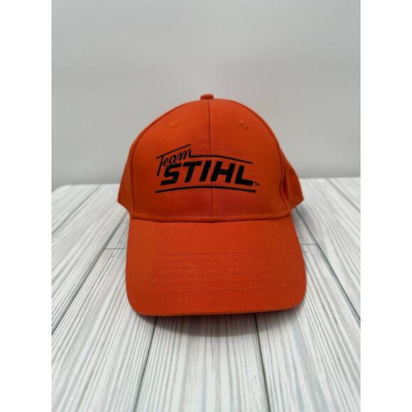 Team Stihl Outdoors Adjustable Strapback Hat Blaze Orange Cap, One Size Fits All - Picture 2 of 6